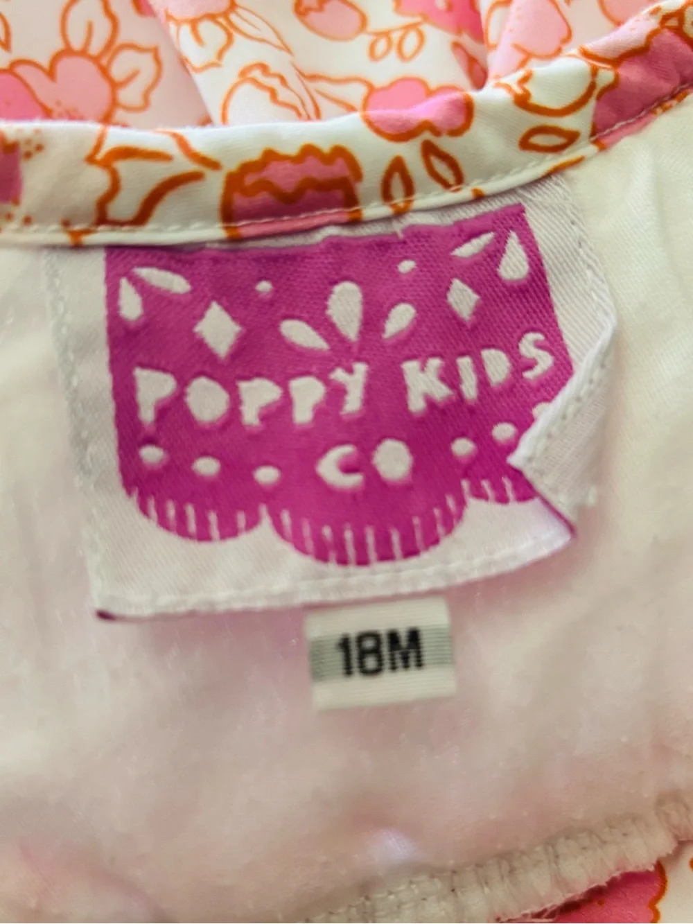 Poppy kids white and pink floral heart smocked long sleeve bubble. 18m